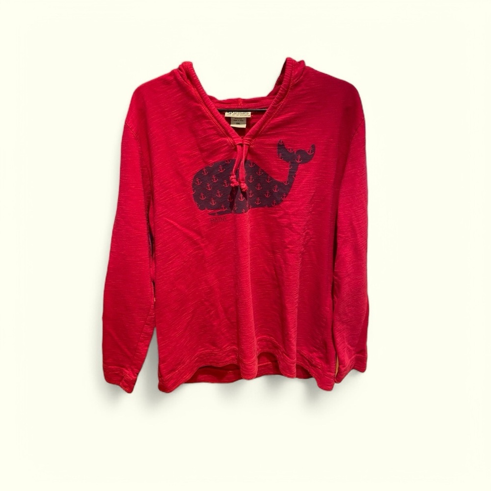 Artisan Red V-Neck Sweatshirt with Whale Graphic